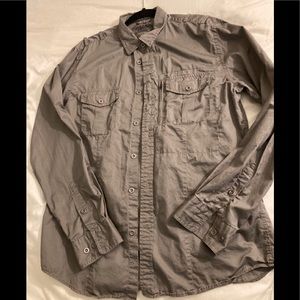 Express button down shirt gray with zipper pockets